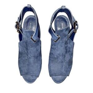 Marc Fisher QMHelene Women's Blue Suede Block Stepping Out Heels Size 8M